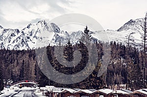 Strbske pleso area, center of winter sports