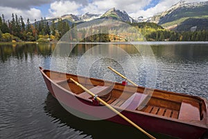 Strbske Pleso beautiful mountain lake in Slovakia in autumn