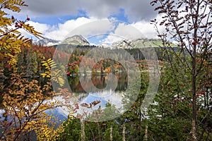 Strbske Pleso beautiful mountain lake in Slovakia in autumn