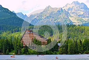 Strbske pleso lake in High Tatras in Slavakia