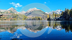 Štrbské pleso ve Vysokých Tatrách na Slovensku.