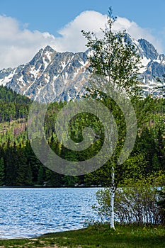 Strbske Pleso lake spring view