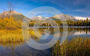 The Strbske pleso, mountain lake at autumn in High Tatras