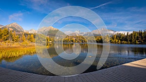 The Strbske pleso, mountain lake in High Tatras National Park