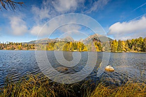 The Strbske pleso, mountain lake in High Tatras National Park