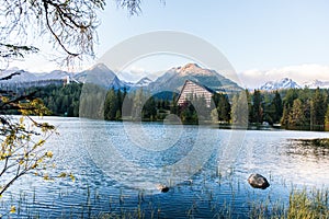 Strbske Pleso mountain lake in Slovakia