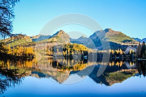 Strbske pleso Strbske lake in High Tatras national park, North Slovakia