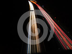 Streaking Lights from Cars on Highway at Night