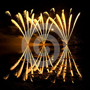 Streaks of Golden Fireworks