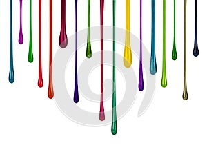 Streaks of multi-colored bright paint in the form of drops