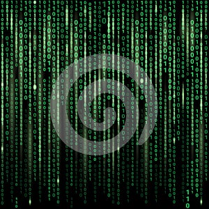 Stream of binary code on screen. Abstract vector background