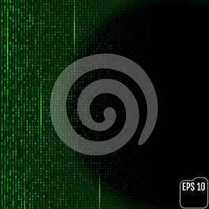 Stream of binary code on screen. Abstract vector background. Dat