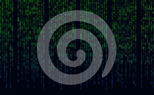 Stream binary matrix code on screen. computer matrix numbers. The concept of coding, crypto exchange, hacking or mining