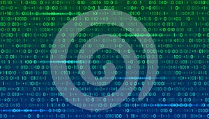A stream of binary matrix code on the screen. numbers of the computer matrix. The concept of coding, hacker or mining of
