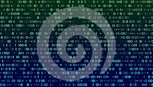 A stream of binary matrix code on the screen. numbers of the computer matrix. The concept of coding, hacker or mining of