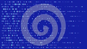 A stream of binary matrix code on the screen. numbers of the computer matrix. The concept of coding, hacker or mining of