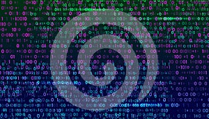 A stream of binary matrix code on the screen. numbers of the computer matrix. The concept of coding, hacker or mining of