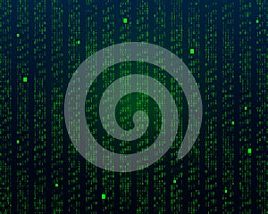 A stream of binary matrix code on the screen. numbers of the computer matrix