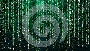 A stream of binary matrix code on the screen. numbers of the computer matrix