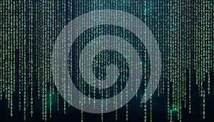 A stream of binary matrix code on the screen. numbers of the computer matrix