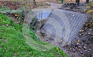 a stream that cobbled into a narrow channel. the upper photo