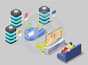 Stream content subscription as business 3d vector