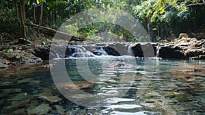 Stream Flowing Through Green Forest