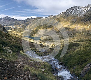 Stream flowing towards lake Tristaina,Andorra