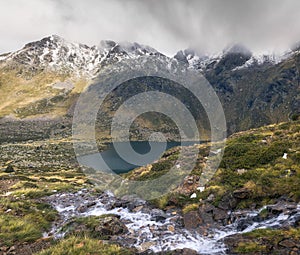 Stream flowing towards lake Tristaina,Andorra