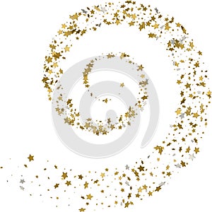 Stream gold stars on a white background. Vector illustration