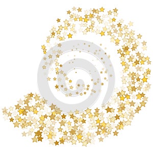 Stream gold stars on a white background. Vector illustration