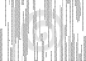 Stream line binary code black and white background with two binary digits, 0 and 1 isolated on a white background. photo