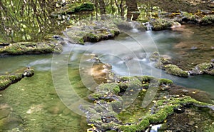 A stream in nature with a long exposure time