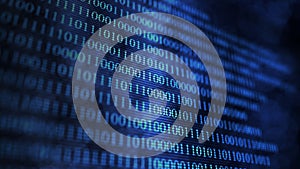 Stream of numbers, modern blue digital background. Virtual reality, abstract matrix background. Data flow. Data processing, cyber