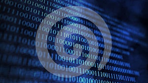 Stream of numbers, modern blue digital background. Virtual reality, abstract matrix background. Data flow. Data processing, cyber