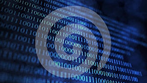 Stream of numbers, modern blue digital background. Virtual reality, abstract matrix background. Data flow. Data processing, cyber