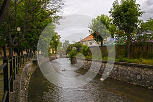 Stream in Poprad in the city in Slovakia