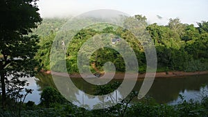 Stream Sai Yok waterfall and Si Sawat or Khwae river in Kanchanaburi, Thailand