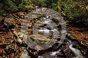 Stream with silky water in the Great Smoky Mountains National Park, Tennessee, USA.