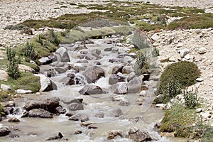 Stream at the Tso Moriri Lake in Ladakh, India