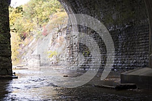 Stream Tunnel under Train Bridge