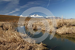 Stream under mountains