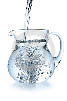 Stream of water falling in jug