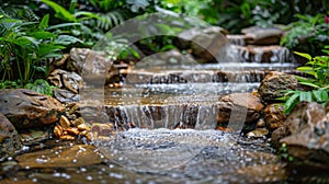 A Stream of Water Running Through a Lush Green Forest