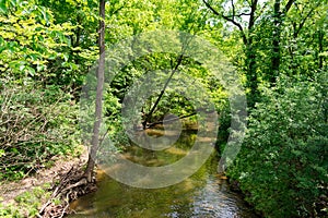 Stream at Waterfall Glen Forest Preserve in Suburban Lemont Illinois