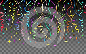 Streamers and confetti transparent background