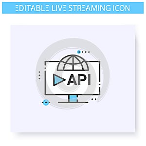 Streaming API line icon. Editable illustration