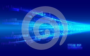 Streaming binary code. Abstract technology background.