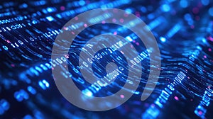 Streaming binary code moving across a digital data surface
