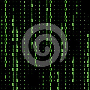 Streaming binary code vector background. Coding or Hacker concept. Data and technology, decryption and encryption